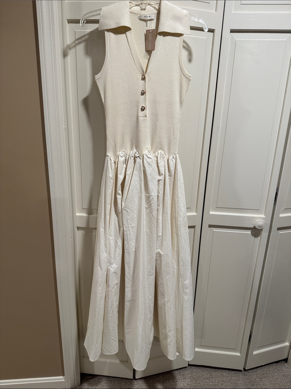 Sleeveless Collared Maxi Dress in Cream